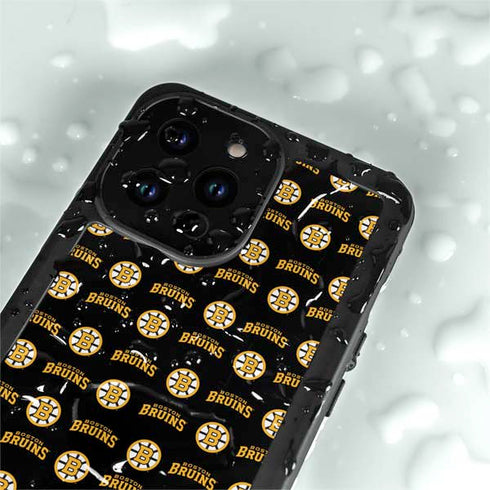 NHL Boston Bruins Pattern iPhone 15 Pro Waterproof Case